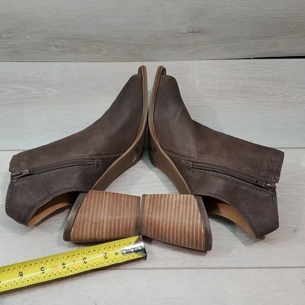 Lucky Brand Womens Jubai Peep Ankle Leather Heels Boots open toe shoes sz 10M